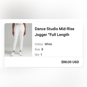 NWT lululemon dance studio mid-rise lined pant regular 31” size 8